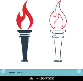 Fackel und Flamme Symbol Vektor Logo Vorlage Illustration Design. Vektor EPS 10. Stock Vektor