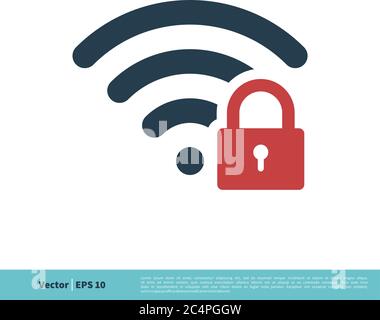 Symbol für sicheren Wi-Fi-Kennwortschutz Symbol für Vektorlogo Vorlage Illustration Design. Vektor EPS 10. Stock Vektor