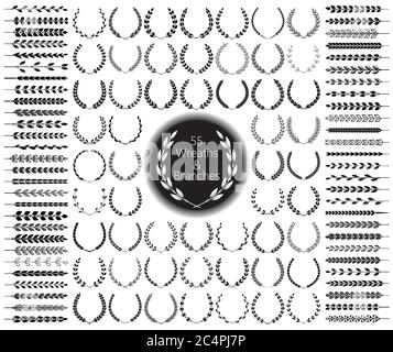 55 Kränze und Äste gesetzt. Vektorgrafik. Kränzenkollektion. Stock Vektor