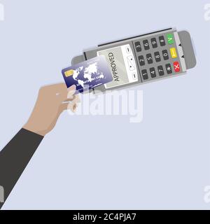 ZahlungKreditkarte kontaktloses Terminal. Vector Wireless Banking Transaktion online, finanzielle Zugang paypass Illustration Stock Vektor