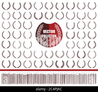 55 Kränze und Äste gesetzt. Vektorgrafik. Kränzenkollektion. Stock Vektor