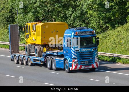 Cranage Speditions Ltd Lieferwagen, STGO CAT 2 LKW, Transport, LKW, Frachtführer, Scania Super R 580 Fahrzeug, Europäische Nutztransportindustrie LKW, M6 in Manchester, UK Stockfoto