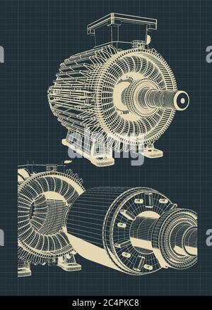 Stilisierte Elektromotor Zeichnungen Vektor-Illustration Stock Vektor