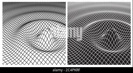 Vektor Abstract dreidimensionale Drahtmodell Wellenoberfläche wissenschaftlichen Hintergrund Stock Vektor