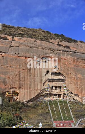 Dreiunddreißig Himmelgrotten-Mati Si-Pferd Hoof Tempel. Sunan Yugur County-Zhangye-Gansu Provinz-China-0962 Stockfoto