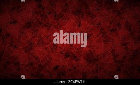 Abstrakter dunkler Hintergrund aus transluzenten Dreiecken mit hellen Umrissen. Rot schattierte Kulisse mit zufällig verteilten geometrischen Formen. Stock Vektor