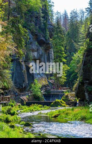 Edmund's Gorge Fähranlegestelle im Nationalpark Tschechische Schweiz Stockfoto