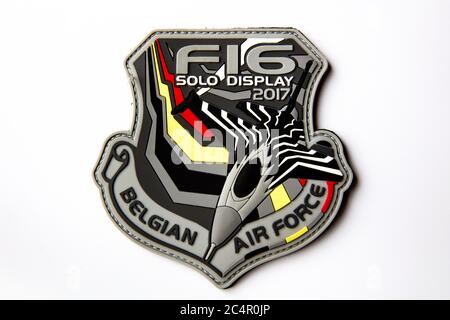 Belgische Luftwaffe F-16 Solo Display Patch 2017 Stockfoto