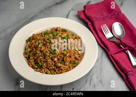 Gebratener Reis Aus Indischer Barnyard-Hirse Stockfoto