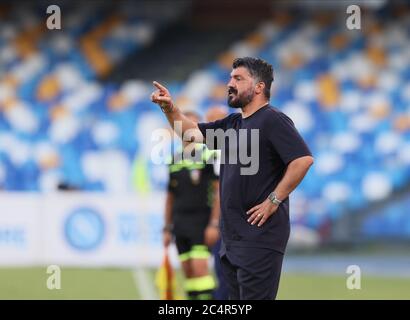 Neapel, Kampanien, Italien. Juni 2020. 28. Juni 2020; Stadio San Paolo, Neapel, Kampanien, Italien; Serie A Fußball, Napoli gegen SPAL; Gennaro Gattuso Trainer von Napoli Credit: Action Plus Sports Images/Alamy Live News Stockfoto