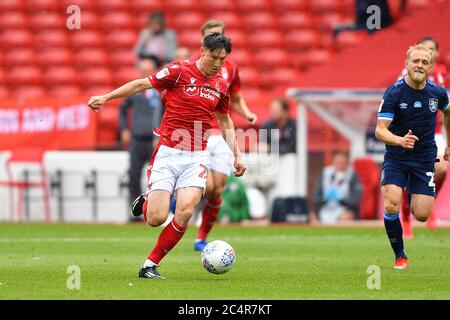 NOTTINGHAM, ENGLAND. 28. JUNI - Joe Lolley (23) aus Nottingham Forest läuft im Mittelfeld während des Sky Bet Championship-Spiels zwischen Nottingham Forest und Huddersfield Town am City Ground, Nottingham am Sonntag, 28. Juni 2020. (Kredit: Jon Hobley - MI News) Kredit: MI Nachrichten & Sport /Alamy Live Nachrichten Stockfoto