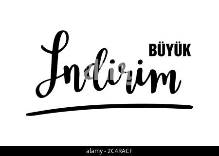 Handskizziertes Indirim-Zitat auf Türkisch. Übersetzte Große Verkäufe. Beschriftung, Vektorgrafik. 10 EPS Stock Vektor