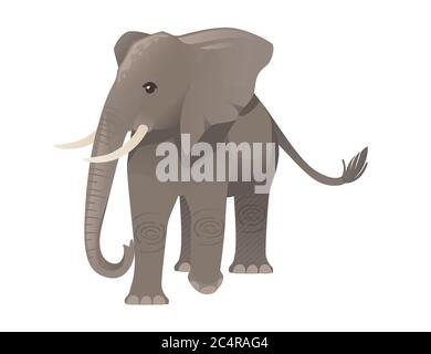 Niedlichen Erwachsenen Elefant auf dem Spaziergang Cartoon Tier Design flache Vektor-Illustration isoliert auf weißem Hintergrund Stock Vektor