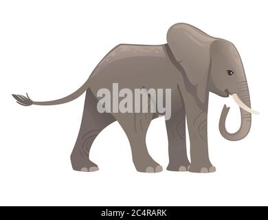 Niedlichen Erwachsenen Elefant auf dem Spaziergang Cartoon Tier Design flache Vektor-Illustration isoliert auf weißem Hintergrund Stock Vektor