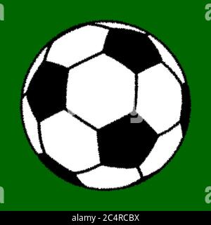 Ein großer Fußball auf grünem Hintergrund. Stock Vektor