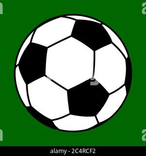 Ein großer Fußball auf grünem Hintergrund. Stock Vektor