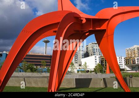 Adler-Skulptur von Alexander Calder, Olympic Sculpture Park, Seattle, Washington State, USA Stockfoto