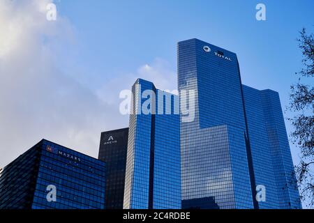 HAUPTSITZ, Wolkenkratzer und Bürogebäude im Geschäftsviertel La Defense, Paris Stockfoto