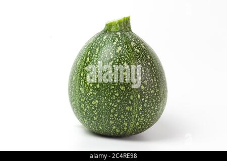 Runde rourgette oder Zucchini auf weißem Hintergrund Stockfoto