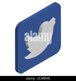 VORONEZH, RUSSLAND - 10. NOVEMBER 2018: Twitter-Logo isometrisches Symbol Stock Vektor