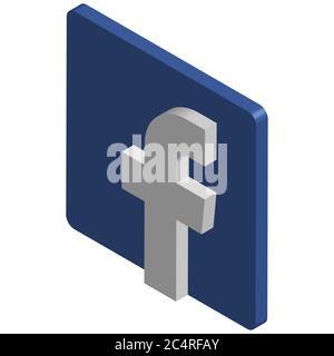 VORONEZH, RUSSLAND - 10. NOVEMBER 2018: Facebook-Logo isometrisches Symbol Stock Vektor