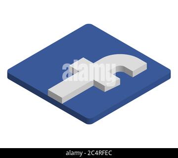 VORONEZH, RUSSLAND - 10. NOVEMBER 2018: Facebook-Logo isometrisches Symbol Stock Vektor