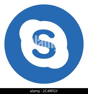 VORONEZH, RUSSLAND - 21. NOVEMBER 2019: Skype-Logo rund Symbol in blauer Farbe Stock Vektor