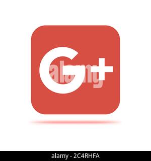 VORONEZH, RUSSLAND - 31. JANUAR 2020: Google Plus Logo orange Quadrat Symbol mit Schatten Stock Vektor