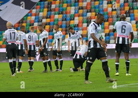 Udine, Italien. 28. Juni 2020. udine, Italien, Dacia Arena Stadium, 28. Juni 2020, Udinese Calcio Enttäuschung während - Kredit: LM/Alessio Marini Kredit: Alessio Marini/LPS/ZUMA Wire/Alamy Live News Stockfoto