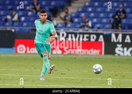 Barcelona, Barcelona, Spanien. Juni 2020. BARCELONA, SPANIEN - 28. JUNI: Casemiro von Real Madrid während des Liga-Spiels zwischen RCD Espanyol und Real Madrid im RCD-Stadion am 28. Juni 2020 in Barcelona, Spanien. Bild: DAX Images/DAX/ZUMA Wire/Alamy Live News Stockfoto