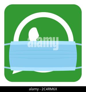 VORONEZH, RUSSLAND - 14. APRIL 2020: WhatsApp Logo quadratische Symbol in grüner Farbe in medizinischen Einwegmaske zum Schutz vor Coronavirus Stock Vektor