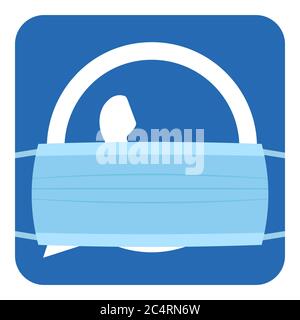 VORONEZH, RUSSLAND - 14. APRIL 2020: WhatsApp Logo quadratische Ikone in blauer Farbe in medizinischen Einwegmaske zum Schutz vor Coronavirus Stock Vektor