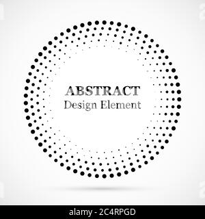 Halbton gepunkteter Hintergrund kreisförmig verteilt. Vektormuster für Halbtoneffekt. Kreise Punkte auf weißem Hintergrund isoliert. Stock Vektor