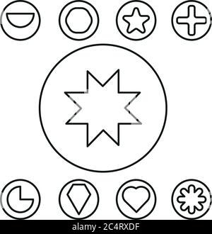 Grundform Set Umriss Vektor Illustration Stock Vektor