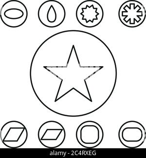 Grundform Set Umriss Vektor Illustration Stock Vektor