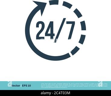 24/7 Services Icon Vektor Logo Vorlage Illustration Design. Vektor EPS 10. Stock Vektor