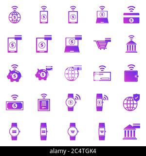 FinTech Gradientensymbole auf weißem Hintergrund, Stock-Vektor Stock Vektor