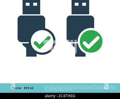 USB-Kabel oder Ladegerät Symbol Vektor Logo Vorlage Illustration Design. Vektor EPS 10. Stock Vektor