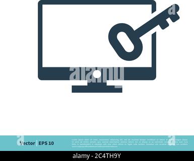 LCD-Bildschirm und Key Icon Vektor Logo Vorlage Illustration Design. Vektor EPS 10. Stock Vektor