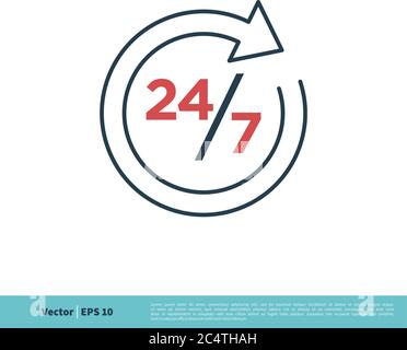 24 Stunden Assistenz Symbol Vektor Logo Vorlage Illustration Design. Vektor EPS 10. Stock Vektor