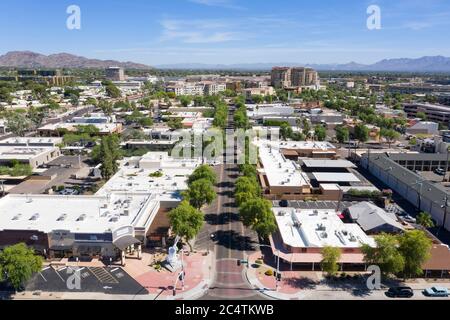 Luftaufnahmen von der Altstadt in der Innenstadt von Scottsdale, Arizona Stockfoto