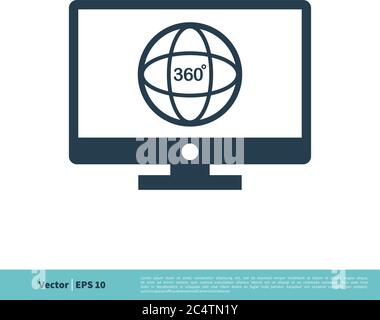Kamera 360 Grad und Bildschirm Symbol Vektor Logo Vorlage Illustration Design. Vektor EPS 10. Stock Vektor