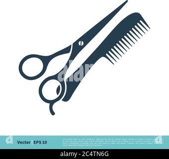 Schere und Kamm Barbershop Symbol Vektor Logo Vorlage Illustration Design. Vektor EPS 10. Stock Vektor