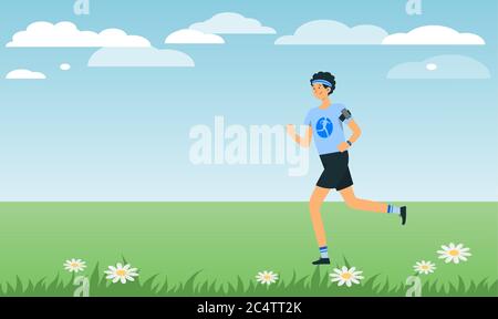Der Mensch läuft in den Gärten Stock Vektor