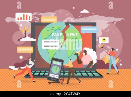 Online Fake News Konzept Vektor flache Illustration Stock Vektor