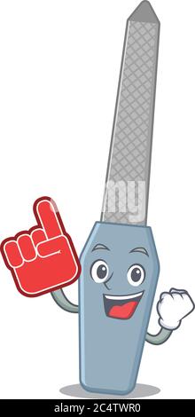 Nagelfeile im Cartoon-Bild-Design mit Foam Finger Stock Vektor