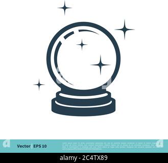 Crystal Ball Magic Icon Vektor Logo Vorlage Illustration Design. Vektor EPS 10. Stock Vektor