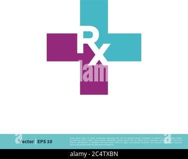 RX Buchstabe medizinisches Kreuz Symbol Vektor Logo Vorlage Illustration Design. Vektor EPS 10. Stock Vektor