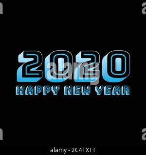 Frohes neues Jahr 2020 Symbol Text Vektor Design Neon-Stil. Broschüre Design Vorlage, Karte, Banner. Vektorgrafik EPS.8 EPS.10 Stock Vektor