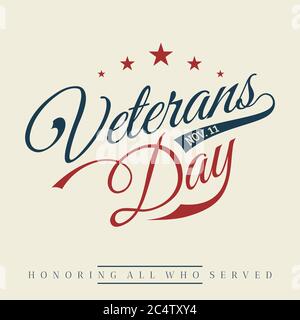 Happy Veterans Tag Buchstabe Vintage-Stil Hintergrund. November 11 Urlaub Hintergrund. Vektorgrafik EPS.8 EPS.10 Stock Vektor